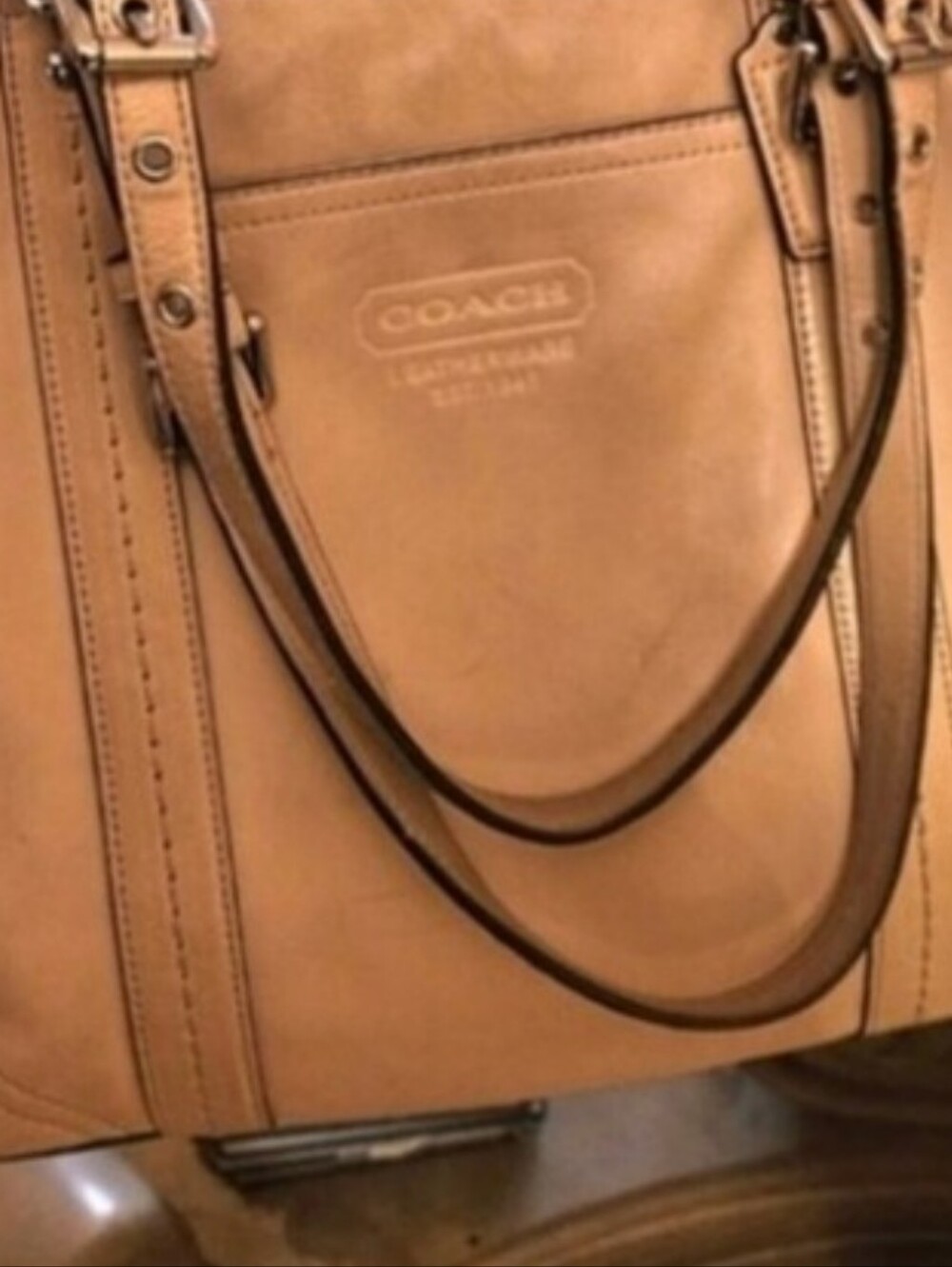 Coach East West Tan Camel Genuine Leatherware Tote with Hangtag - Picture 5 of 6
